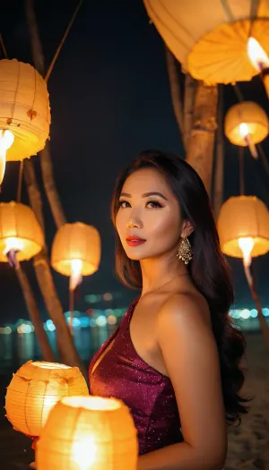 ((Pattaya lady)), 35 years old, loy krathong, <lora:Midjourney Image Enhancer XL v1:.8>, <lora:attractive_notrigger:.4>, <lora:Rawfully Stylish v0.2_epoch_20:.2>