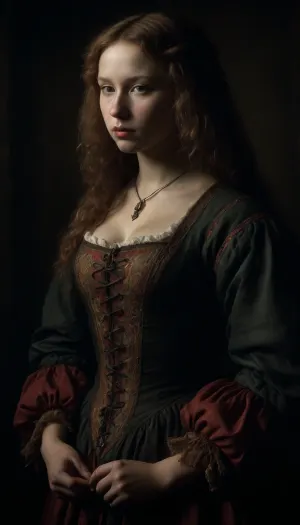 The lady with the camellias, chubby, painting, (style of Albrecht Durer:1.8), LindaBlairSDXL, <lora:dark:.8>, <lora:LindaBlairSDXL:.8>