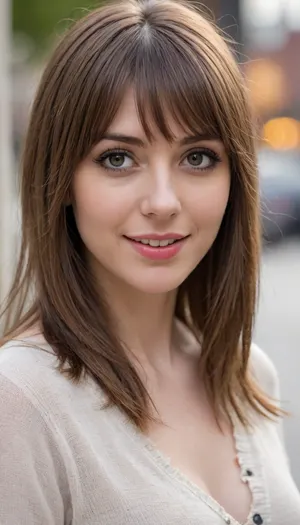 35 yo girl, very flirty pose, sideview, ((girl next door)), pretty, natural beauty, medium breasts, ((cute tall tall tall tall but average appearance:1.3)), ((cute tall tall tall tall)), ((pale skintone:1.2)), ((little bit chubby:1.4)), very flirty smile, showing teeth, ((unkempt hair)), ((straight hair:1.3)), ((symmetrical hair:1.5)), ((perfect fringe hair:1.5)), ((light brown bright hair)), ((very cute tall tall tall tall average youthful face:1.5)), outside, photorealistic, ((perfect composition)), ((perfect contrast:1.5)), ((perfectly balanced exposure:1.5)), ((perfect focus:1.5)), ((extremely realistic detailed lighting:1.5)), ((extremely realistic detailed shadows:1.5)), ((extremely detailed:1.3)), ((extremely high resolution:1.3)), ((16K UHD:1.5)), ((extremely realistic detailed skin texture:1.5)), ((extremely realistic detailed skinpores:1.5)), ((extremely realistic detailed face:1.5)), ((extremely realistic detailed eyes:1.5)), ((extremely realistic detailed hair:1.5)), focus on eyes, ((fully clothed:1.5)), random colored clothing, ((beautiful stylish clothing:1.5)), ((detailed clothing:1.5)), ((detailed environment:1.5)), Sweet_Sticky_xl-01, <lora:EnvyZoomSliderXL01:-1>, <lora:add-detail-xl:.5>, <lora:Sweet_Sticky_xl-01:.5>, <lora:neanderthal_last:.7>