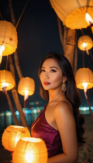 ((Pattaya lady)), 35 years old, loy krathong, <lora:Midjourney Image Enhancer XL v1:.8>, <lora:attractive_notrigger:.4>, <lora:Rawfully Stylish v0.2_epoch_20:.2>