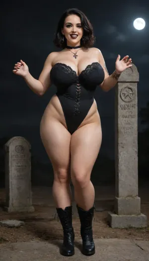 UHD, 8k detail, sharp focus, hyper realistic, score_9, score_8_up, 35 years Old sexy milf, laughing, tattoos all over the Body, Perfect Blue eyes, slim Face, wearing a Dark red lace leotard, covered breasts, hot pose, Grave, cemetry, Leaning on a gravestone, dark background, Night, red Lighthing, massive tits, caucasian, sexy german, plumper, Chubby, hourglas Figure, Goth Make-up, black Eyeliner, black lipstick, long straight black hair, love handles, massive dot breasts, bbw breasts, gothboots, goth Boots, Boots with braces, solo Girl, one Woman, massive busty Goth, saggy Natural Big tits, Natural aged skin, Perfect proportions, cellulite, Full Body Shot, picture, 4k epic detail, shot on kodak, 35mm photo, high budget, cinemascope, moody, epic, gorgeous, film grain, score_7_up, rating, explicit, space, marine, adepta, sororitas, warhammer, 40k, wh40k, <lora:WH40XL:1.9>