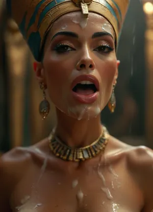 40 year old female Nefertiti Queen, Ancien Egyptian beauty, covered in thick white realistic cum, sexy expression, orgasm, orgasm face, Mouth half open, tongue on lip, eyes half closedwoman, cum, on, face, <lora:MJ52:.3>, <lora:BUT_SDXL_SHS:1.3>, <lora:add-detail-xl:.7>, <lora:CinematicStyle_v1:2>, <lora:JustCum:1.7>