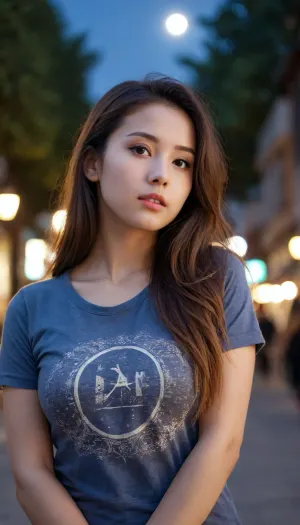 Voyeur photography, oriental, adorable new girl, inexperienced, clueless, long hair, voluptuous appealing girl is oblivious of the low angle camera, amateur photography, (upskirt photo), (low angle photo), . Low light, dim moon, busy environment, active background, backlight, bokeh. Excellent human body autonomy. Long loose t-shirt.