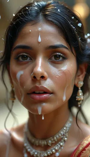 30 year old female indian queen, covered in thick white realistic cum, sexy expression, woman, cum, on, face, <lora:MJ52:.3>, <lora:BUT_SDXL_SHS:1.3>, <lora:add-detail-xl:.7>, <lora:CinematicStyle_v1:2>, <lora:JustCum:1.5>