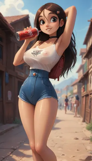 (Jack cayless art style), 1 milf, spycam wide angle, every day scene at beachpark boulevard lawn, public people passing, big boner clothed, group, seductive mature, slow walking, beautiful drawn face, sideview ass, long hair silky slickened wind, puffy cameltoe, super waist, blonde brunette black, long legs, slender tall, smiling conversation, hand chest hand mouth ghesto, hot shorts spandex shiny, sneakers plateau strap, tanned shiny skin reflecting sunlight, natural beauty graceful feminine, tight shirt shoulderless, bikinitop neon colours fashion, drinking soda, shoulder towel, small backpack, Ultra Quality, big nipples, choker, big areola very wet, oiled body, hansup, nosleeve, sweat armpit, slim waist, skinny, athlete body, muscler, <lora:add-detail-xl:2>, <lora:princess_xl_v2:.8>, <lora:DetailedEyes_V3:2>, <lora:Animated_Concept:.9>