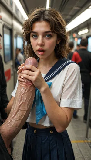 8k, score_9, score_8_up, score_7_up, FILM PHOTOGRAPHY STYLE, cinematic photography of a woman, professional portrait photo realism, high quality, detailed, masterpiece, 8k. 1girl, kino_makoto, bishoujo_senshi_sailor_moon, casual clothes, on the train, after fellatio, gigantic oversized penis, wide open mouth, Stringy mouth, breath, Sticky penis, Semen dripping from penis, hold penis with hand, <lora:detailed_notrigger:2>, <lora:add-detail-xl:.8>, <lora:LCMTurboMix_Euler_A_fix:.8>, <lora:style_lora_realis:.8>