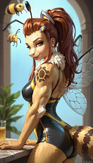 ((((anthro Style, bee)))), brigitte from the overwatch