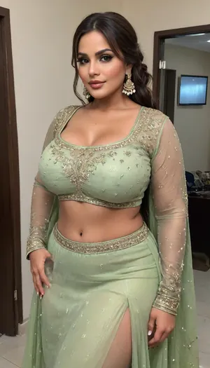 Pakistani aunty bimbo, extremely chubby, extreme hyper colossal wide booty, booty wider and larger than torso, hyper colossal round boobs, extremely large areola, extremely puffy nipple, thin waist, muscular abs, no underwear, she wears a Pakistani traditional wedding fashion see-through dress, on Pakistani traditional wedding function, hair style ponytail, large, breasts, big, boobs, huge, tits, ohwx, <lora:bombshell_v2:.8>, <lora:GracieBon-000005:1.2>