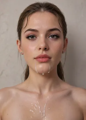 Ultra-realistic portrait, ((macro Closeup bukkake face)), camera very very close to face, of a athletic, slender natural beauty supermodel with pale skin drenched in semen from face to body, long dark brown hair styled in a thick ponytail, black hair tie, brown eyes, and subtle, decent makeup. Her face is softly oval, framed by natural brows and a Apologetic, regretful face expression, thick semen is Apologetic from her lips, she has several shots of Cum semen on her face, The scene is set in a stylish, avant-garde urban workout gym lounge with innovative architecture, 8k., bukkake, artoflips, uoclips, lips, lipstick, art, of, makeup, eyeliner, eyelashes, <lora:puppernova-v1:.7>, <lora:Art_Of_Lips_PONY_XL_By_UOC:1.7>, <lora:Modern_MakeUp_XL_v0_1:1.1>