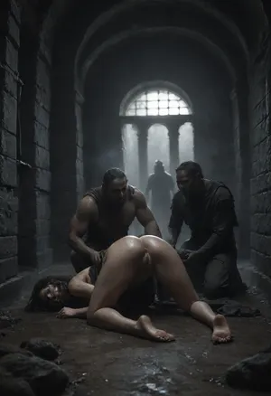 22 years old slutty, hot, dirty, sweaty prisoner has sex in a group with several rough dirty men in prison, perfect hands, 14 century, face down, ass up, dominant men, push down, pounding pussy and ass, surrounded by dirt, mud and rats, medieval, dungeon, pr1s0n, c3ll, cloudy, smoke, atmospheric, clouds, fog, Black, and, white, art, black, shading, charcoal, toned, brutal, dark, b/w, color, scheme, <lora:Portrait_perfection:1.9>, <lora:medieval_dungeon_pr1s0n_c3ll:1.9>, <lora:Cloudy_Style:.8>, <lora:Black and white art.V1:.8>, <lora:dark:.1>
