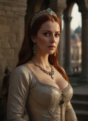 Hurrem Sultan, busty, outdoors, photorealistic, best quality, masterpiece