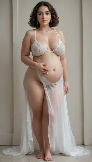 tall slim thick bbw, very pregnant. huge milky tits, full front body view