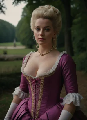 Marie Antoinette, busty, outdoors, photorealistic, best quality, masterpiece