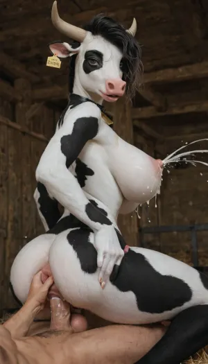 Masterpiece, white-human-male-having-sex-with-female-cow, furry-cowgirl-position, female-cow-riding-human-cock, cow-breasts, cow-pussy, horse pussy, dominant-female, orgasmic-dominate-look, gynomorph-cow-on-top-with-pink-flared-stallion-cock, cow-face, puffy-anus, huge-ass, tiny-waist, furry-yiff-face, furry, female-cow, animated, furry-art, e621, black-fur, cow, massive-lactating-breasts, anthro, anthro-furry-yiff, yiff-anthro-furry-cow, male-reaching-around-cow-ass-anal-fingering-finger-in-ass, female-cow-squeezing-own-tits, absurdly-large-lactating-breasts, mouth-open-eyes-closed-orgasmic-facial-expression, gynomorph, ballsack, ejaculation, enormously-huge-hyper-sized-breasts, black-fur-covered-body, lactation, sprayingmilk, <lora:lactation_XL_0_:.8>