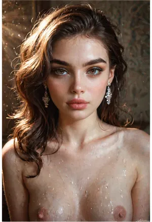 This is a highly detailed, realistic photograph captured in a softly lit studio. The image focuses intensely on the face of an 18-year-old, slender brunette with a thin, perfect 10/10 appearance. Her sleek, straight hair is pulled back, accentuating her delicate, high cheekbones and sharp jawline. Her fair, flawless skin is highlighted by the soft, natural lighting, which casts a warm, Her large, almond-shaped eyes are a deep, captivating brown, framed by long, dark lashes that add to her alluring gaze. Her thin, perfectly arched eyebrows and full, rosy lips complete her symmetrical, flawless face. The background is a soft, diffused white, ensuring that every detail of her face is crisp and clear, inviting the viewer to appreciate the perfection of her features and the artistry of her natural, unparalleled beauty.