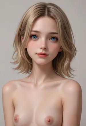 18 yo woman, ((full body visible)), blonde, freckles, small breasts, short smile, nude, simple color background, soothing tones, muted colors, high contrast, natural skin texture, hyperrealism, wide angle, soft light, sharp, rim ligthing, ultra detailed, sharp focus, pale skin, cute face, dark and gloomy atmosphere, best quality, masterpiece, intricate details, hyperrealistic