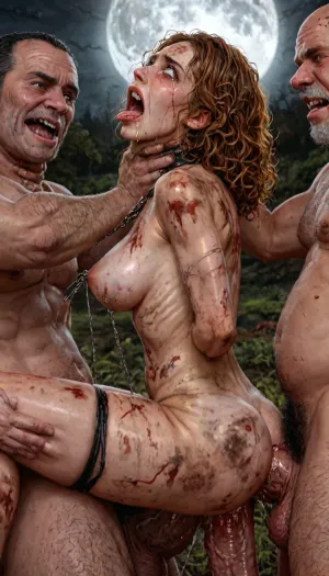 UHD, 8k wallpaper, (maximum quality:1.5), (ultra high resolution:1.7), (masterpiece:1.5), (full body view), award winning photo, (Extreme:1.45), (insanely detailed:1.24), (realism:1.24), (realistic:1.7), (hdr:1.4), hyper-detailed realistic body, hyper-detailed realistic face, (warm ambient light:.5), (dark shadows:1.4), (inside torture chamber), Princess Merida disney princess very skinny body, 18 years old, gigantic penis, gigantic cock, interracial, (anal), (vaginal), orgasm, ripped outfit, (gangbang), (triple_penetration), (full_blush), colors, (nipples), (medium_breasts), ruined black makeup, runny makeup, (big brown eyes), eyelashes, exhausted ecstatic expression, open mouth, painful, starring into the camera, ((Hyper realistic)), (ultra HD image), 8k, super high quality, super high resolution, extremely detailed, perfect face, perfect eyes, ((crying alot:1.65)), extremely shy, 1 girl, 8 old men, ((5 dirty old fat men gangrape girl:1.5)), ((view from the side)), ((brutal sex:1.3)), ((extremely rough pounding)), ((forceful)), (in a bloody field after a battle, white full moon in the sky:1.4), (man is choking her from behind:1.6), ((hogtied, bound with large chains, tied to a torture table:1.18)), ((((12 giant african muscular men:1.4)), (opening wide her little mouth:1.5), (interracial sex), ((anal fuck 1.5)), (big white cocks, muscular white old men gangbang, 6 large muscular old men, gargantuan old men cocks, anal sex expansion, large hyper muscular old men men, old men group sex gangbang, (old men gangbang sex), swollen white veiny cocks), (double anal penetration), hardcore double penetration, many men filming her with cellphones laughing, anal sex expansion, large hyper muscular fat old men, (double anal sex), (double anal penetration:1.4), proper physics, muscular white old men double anal gangbang)), (forceful penetrations), extremely graphic, shocked expression, beautiful hands, massive cum in ass, (eyes wide open in horror:1.72), (wide mouth spreader:1.8), (pleading expression:1.56), (terrified:1.48), (crying:1.48), (fear and panic:1.56), (pulled nipple clamps:1.4), (anal spit roast:1.12), (large massive cock in mouth:1.12), deep anal penetration, (very high view:1.12), (detail Hermione Granger:1.32), (detail Hermione Granger face:1.16), <lora:LCMTurboMix_Euler_A_fix:2>, <lora:detailed_notrigger:2>, <lora:photorealistic_portrait_notrigger:2>, <lora:JuggerCineXL2:2>, <lora:CinematicStyle_v1:2>