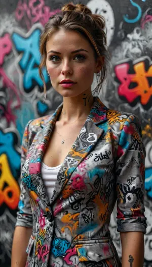 ais-graffiti 30-year-old woman dressed to impress, vibrant, gorgeous, sexy, but, <lora:Graffiti_SDXL:1>, <lora:MJ52:2>, <lora:add-detail-xl:2>, <lora:BUT_SDXL_SHS:.3>