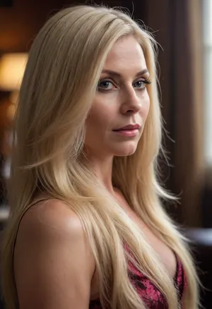 40 year old blonde milf, extremely long hair, extremely thick hair