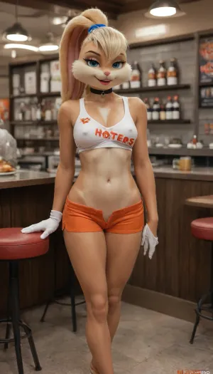 (1girl:1), (1 muscular guy:2), (REIQ style:.6), (Fuya style:2), (UHD 8K:2), (ultra quality:2), (intricately detailed:1.6), .
BREAK, (Lola_Bunny:1.4), (flirtatiously looking at viewer with erotic desire:2), (unrelenting sexual desire:1.2), (cool and very sexy:2), (furry slutty cutie:2), (very sexy fuckable slut:2), (bitch in heat:2), (athletic:1.6), (short proportional body:1.8), (toned midriff:1.1), slim neck, (furry breasts:1.3), (erect nipples:1.4), thigh gap, (long legs:1.4), (thick shapely thighs:1.5), (wide hips:1.6), (sexual perfection:2), (amazing body:2), (flawless face:1.2), (fair complexion:1.8), (freckles:.2), (seductive sexy face:1.2), (natural full lips:1.1), natural makeup.
BREAK, (horny adorably sexy furry slut with a perfect body:2), (exceptionally adorable:2), (she's very much into viewer:2), (sensual and flirty:2), (orgasmic and inviting:2), (lewd:1.8), (horny:2), (moaning:1.2), (happy:.4), (blushing:.2), (seductive expression:2), (adorably flirting with viewer:1.5), (extremely sexual expression:2), (cute look:.2), (long blonde hair:1.7), (sweaty:1.5), (Hooters outfit:1.2), (short Hooters shorts pushed to side of pussy:1.4), exposed pussy, one breast exposed, black choker, (exposed hair:2), strands of hair falling over face, (tanned:1.3), (tan lines:1.4), sixpack, very muscular thighs, in restaurant, spreading legs, (dynamic pose:1.1)