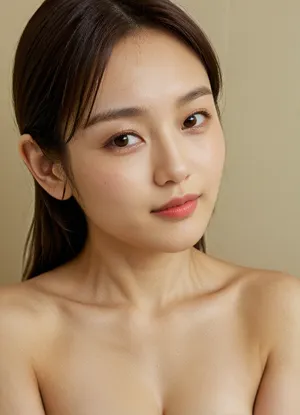 Hyperrealistic facial portrait of a clearly adult Filipino woman in her late 20s, face filling the frame, fully mature facial anatomy, adult bone structure, realistic adult proportions, oval to softly heart-shaped face, smooth but mature jawline, small rounded chin, natural facial asymmetry identical to reference photo, light warm beige skin tone with yellow-neutral undertone, realistic skin texture with visible fine pores on nose and cheeks, subtle natural skin variations, faint under-eye shadows consistent with adulthood, natural skin translucency, soft indoor ambient lighting, large round almond-shaped eyes with dark irises, realistic iris texture, natural pupil size, visible sclera veins, subtle double eyelids, natural eyelashes without exaggeration, softly arched medium-thin eyebrows with natural density, small straight nose with short bridge and rounded tip, narrow symmetrical adult nostrils, thin upper lip and fuller lower lip, natural cupid’s bow, coral-red satin lipstick exactly matching reference, gentle relaxed adult smile showing small natural teeth with slight irregularity, realistic lip texture, dark brown straight hair framing the face, straight light bangs resting just above the eyebrows, visible hairs along the hairline, no beauty filter, no stylization, RAW photo quality, documentary realism, ultra high resolution, unmistakably real adult human face, yeonhwa, <lora:japanese_girl_v1.1:.6>, <lora:LoRA-girls-sdxl-v4:1>