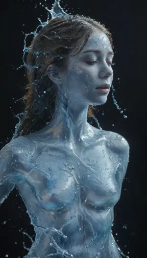 Hyper-realistic close-up portrait of a young woman with closed eyes, water droplets streaming down her face, wet hair clinging to her skin, detailed pores and freckles, cinematic moisture texture, ultra-sharp 8K clarity, dramatic soft lighting, black background, shallow depth of field, emotional serene mood, photorealistic skin texture, high-end beauty photography style, water splashing in slow motion, perfect bokeh, macro lens, natural color grading, poster-quality composition., watercd_xl, <lora:watercd_xl-000008:.8>, element, <lora:xl-shanbailing-水元素1011waterV20:.8>, transparent, blue, made, of, <lora:EnvyElementalWaterXL01:.8>, waterdrop, splash, ocean, lake, river, water, rain, waterfall, h20, <lora:sdxl_lora_waterdrop-000001:.8>