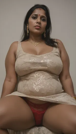 candid, voyeur, (Realistic:1.4), beige maxi Dress, very long black hair, heavy indian jewelry, bangles, sitting back, front view, low angle, ((closeup)), subtle upskirt, (traditional Mature south indian mom:1.4), (dark brown skin:.9), sitting in a luxury hotel lobby, (lace red panties), heavy eye liner, looking away unaware, (head turned looking off into the distance:1.5), chunky hips, pudgy belly, fat and ugly, <lora:set4:.8>, <lora:EnvyZoomSliderXL01:.8>