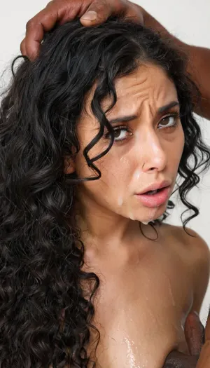 A black man tear off indian 25yo beauty black wavy hair, while she struggle desperatly to escape