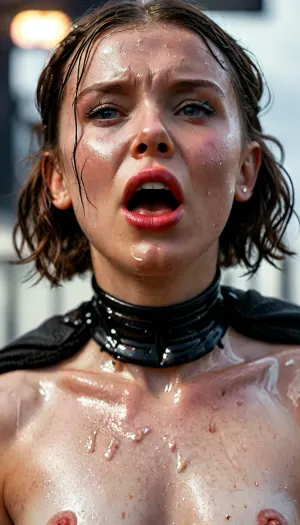 (Millie Bobby Brown from Stranger things), (angry mad), (huge massive Darth Vader dick:1.24), (Darth Vader super white skin), (huge veiny wet dick:1), (((extreme painful creamy deepthroat:1))), ((cum)), (Star Wars starship background), extremely graphic, high detail, hyperrealistic, 8K, BadX, porn photoshoot, detailed skin, (on the roof, steam locomotive, steampunk), blushing, DETAILED background, spectacular lighting, (eyes wide open in horror:1.24), (wide mouth spreader:1.5), (pleading expression:1.18), (terrified:1.12), (crying:1.65), UHD 8K, (full body photograph:1.1), (creamy deep deepthroat:1.12), (extreme oral sex:1.4), (huge massive white dick:1.4), (cum), (hands pulling hair hard), professional photograph shot on kodak, 35mm photo, sharp focus, high budget, cinemascope, 100 mm lens, 1/250 s, f/2.8, ISO 300, (detail Millie Bobby Brown:1.32), milliebb101, <lora:Millie_Bobby_Brown_SDXL_101:2>, <lora:LCMTurboMix_Euler_A_fix:2>, <lora:CinematicStyle_v1:2>, <lora:MJ52:2>, <lora:zavy-brbrn-sdxl:2>