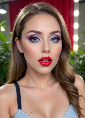 The image shows a yo girl wearing a sleeveless gray dress with decorative details on the shoulders., (bright lighting:1.2), beautiful detailed eyes, extremely detailed face, perfect lighting, best quality, steel pipe indide pussy, solo, ((anus)), She has long, wavy brown hair and is smiling while applying red lipstick. She holds a red lipstick in one hand and a compact mirror in the other, which is partially open. Red sunglasses rest on top of her head, and she has pinky-red nail polish, matching her lipstick. The background is plain and light-colored, emphasizing her as the focal point., CUM, DONATION, ASSISTANCE, FELLATIO, TITS, SEX, HANDJOB, FOOTJOB, AFTER, VAGINAL, Jungle, w4t3rf4ll, ((makeup:1.5), long blue eyelashes with eyeliner:1.2), (big lips:1.3), (purple pussy:1.1), <lora:CUM DONATION ASSISTANCE:1.4>, <lora:Jungle_w4t3rf4ll:.8>