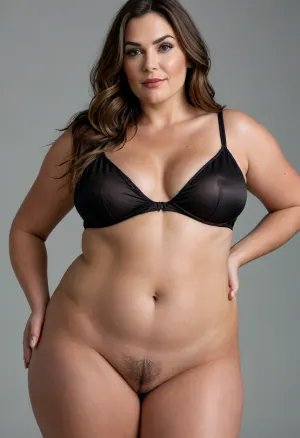 Sideboob, bbw fat 50 year old gilf, * Face and Expression, She has a full, rounded face with defined cheekbones and a confident, expressive gaze. Her eyes are captivating light color and highly detailed. She wears polished makeup, highlighting her luscious, full lips with lipstick. Her thick, expressive eyebrows frame her attentive gaze. * Hair, Her hair is styled in soft waves, featuring a light brown base with warm caramel and amber highlights, complemented by subtle gray streaks that contribute to her sophisticated, mature aesthetic.
🏋️‍♀️ Physique and Body Shape
She possesses a short, dramatically voluminous, plus-size figure with significant, soft density distributed across her frame, presenting a powerful, sculpted silhouette. * Upper Body, She has an ample, full chest which is robust and naturally shaped. Her torso is full and well-developed, creating a smooth, substantial curve from her bust down through her abdomen. * Lower Body, She possesses exceptionally wide hips that transition into powerful, full and substantial thighs. Her voluminous posterior shows immense rearward projection, creating a striking, rounded profile. The overall impression is one of immense, sculpted volume and strong curves. * Skin Texture, Her warm, light beige skin displays a natural, realistic texture, presenting an authentic and body-positive portrayal of a mature figure., (Visible Pubic hair:1.5), Attire, Control Mesh Set, Garment Type and Fabric
The intimate wear is a matching set of a supportive black bra and black silk high-waisted brief, constructed from a strong, sheer power-mesh fabric in a solid black.
Fit and Contouring Emphasis
The set is engineered for maximum support and a smooth, sculpted appearance, treating the figure as a strong foundation. * Bra Fit, The bra features a full-coverage cup with strong underwire and wide, fixed shoulder straps, designed specifically for excellent lift and support of the ample chest. The fit is secure and highly functional. * Brief Fit, The high-waisted brief comes up well over the navel, covering the entire midsection. The power-mesh lies smoothly, sculpting and compressing the figure for a streamlined, clean line under clothing. The bottom provides full coverage of the posterior. Overall Effect, The combined garments create a powerfully sculpted base layer, where the volume of her figure is contoured and smoothed by the strong, technical fabric, resulting in an elegant and controlled shape. bottomheavy, huge, gigantic, thick, thighs, massive, plump, skindentation, chubby, bbw, body, big, breasts, ass, <lora:bottomheavy_v1_sdxl_LoRA:1.5>, <lora:Chubby BBW - XL:1.5>, <lora:style_lora_realis:.8>