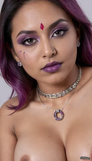 (high-quality facial detail:1.3), Indian sexy beautiful girl, (blue eyes:1.3), ((bimbo makeup, intense saturated glossy purple lipstick:1.2)), (Indian face:1.9), ((makeup:1.8), long blue eyelashes, olive eyeshadow with glitter), (lips:1.2), open mouth, saliva, in a transparent tight-fitting sequined dress, (pink-purple areoles are visible, nipples with piercings), an exquisite necklace and gold bracelets, (purple anus stretched around dildo), mid ejaculation, (penetration), she has long hair tied up in a bun, (purple pussy:1.7), nipple ringsnipple, (purple puffy anus:1.5), nipple ringsnipple rings, pussy view, slit pussy, slender long legs with a high waist, fishnet stockings, green stilettos, seductive grins, dark skin., (cum in mouth:1.3), (heavy pussy piercing:1.7), There is a lot of cum on the pubic area of the anus, lactation, sprayingmilk, Aesthetic, Nail, Alanya, Ruins, <lora:lactation_XL_0_:2>, <lora:Aesthetic_Nails:1.4>, <lora:Alanya Ruins:1.7>