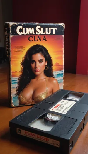 vhs tape, movie called “Cum Slut", about a beautiful latina getting fucked in a dirty hotel in Bogota, <lora:VHS_package-000028:.5>