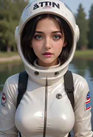 (high-quality facial detail:1.3), I'm 19 years old, (((a very beautiful female astronaut discover a pond of water on Saturn, she immerse herself in the pond taking off her clothes exposing her big breast ring))), ((saturn visible on the background)), ((breats bounce slowly while taking off her clothes)), ((wearing an astronaut headwear)), my pussy is covered in pink slime and a vibrator is sticking out of it closeup, (blue eyes:1.3), ((bimbo makeup, intense saturated glossy purple lipstick:1.2)), (Indian face:1.9), ((makeup:1.8), long blue eyelashes, olive eyeshadow with glitter), (lips:1.2), open mouth