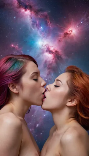 https, //pornworks.com/gallery/2853265, G1rl, portrait, woman, colorful, cosmic, colors, multicolored, hair, jpn-girl, cunnilingus, 2girls, girl, licking, pussy, Sp4c3, Sc3n3, planet, stars, nebulae, sky