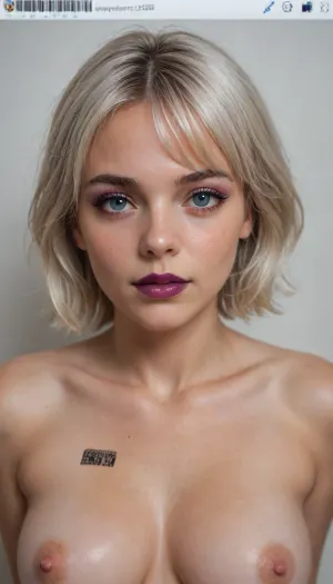 photo realistic, ((masterpiece)), ((best quality)), 8k, high detailed, ultra-detailed, detailed face, Stunning photo, highest quality, high viewing angle, 19 years old, insanely attractive face, I am a very bad depraved girl. I stretch my anus using special tools and equipment to produce large amounts of milk., (makeup:1.3), unreal blue eyelashes
my breasts swell, they overflow with milk, the nipples enlarge and the milk begins to flow, I connect a special device for collecting milk, ((dark purple lipstick with a bright burgundy lip outline)), (short haircut with bangs, shiny platinum hair), (((serial number stamp and QR code)))