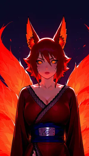 Extremely high-quality, highly detailed, cinematic, 8K, HD photo, (((she is dressed sensually as Kurama, the nine-tailed fox from Naruto))), .
