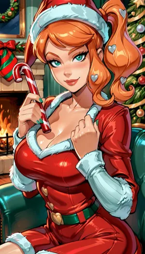 (Sonia from Pokemon:1.4), reiq style, solo, close up, ((voluptuous)), side_ponytail, (loose christmas dress), large breasts, looking at viewer, smirk, ((holding a large candy_cane)), sitting on couch, suggestive, fireplace, room, SamDoesArts, <lora:detailed_notrigger:1>, <lora:add-detail-xl:.8>, <lora:LCMTurboMix_Euler_A_fix:.8>, <lora:SDXLSamDoesArts:.5>, <lora:EnvyBeautyXL05:.3>