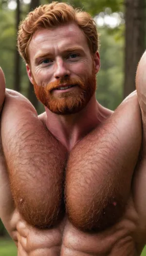 Furry chest, hairiest chest, "hairy hot gay ginger man with a bushy red beard, red body hair covering his chest and torso, muscular and toned build, standing confidently, his physique, vibrant red hair styled neatly, piercing eyes, defined abs and chest, warm and inviting smile, casual outdoor setting with natural light, relaxed and comfortable demeanor, freckles on his face and shoulders, naked, nude, slight tan, well-groomed yet rugged appearance, lush greenery in the background, relaxed and natural pose, warm and golden hour lighting" slight tan, cum, orgasm, warm and golden hour lighting, daddy hairy daddy, hairy chest, bushy red beard, hairy red chest, hairy ginger, ginger chest, ginger pubes, red pubic hair, red chest hair, ginger man, red hair man, Irish man, ginger, Scottish man, red beard, ginger chest hair, furry chest, hairy legs, chest hair, dad bod, regular build, beard, shirtless, gay bear, thick chest hair, curly chest hair, bushy, brown chest hair, black chest hair, no shirt, extremely hairy, hairy waist, hairy thighs, trim, svelt man, thin, hairy pectorals, thick penis, medium hair, leg hair, hairy torso, hairy stomach, erect penis, 2 gay men, realistic, hair, facial hair, pubic hair, missionary vaginal, distance pov, hands behind head, MaleBliss, MaleClimax, parted, lips, open, mouth, ejaculating, closed, eyes, rnarccus, style, vaginal sex, cunt man, pussy, man getting fucked in his vagina, <lora:rnarccus:.5>, @hrypctls1, hairy, chest, <lora:@hrypctls1.v1.concept.sdxl_epoch_3:.8>