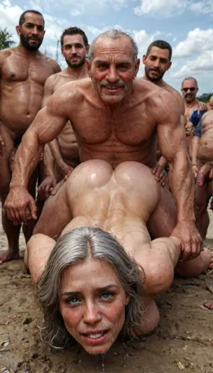 UHD, 8k wallpaper, (maximum quality:1.5), (ultra high resolution:1.7), (masterpiece:1.2), (full body view), award winning photo, (Extreme:1.5), (insanely detailed:1.9), (realism:1), (realistic:1.7), (hdr:1.4), hyper-detailed realistic body, hyper-detailed realistic face, (warm ambient light:.5), (dark shadows:1.4), score_9, score_8_up, score_7_up, beach, penis, multiple_boys, facial_hair, nipples, beard, abs, flaccid, muscular, nude, muscular_male, 1girl, pectorals, outdoors, multiple_penises, breasts, completely_nude, black_hair, smile, large_pectorals, navel, bara, short_hair, testicles, dark_skin, uncensored, erection, chest_hair, large_breasts, looking_at_another, day, 2boys, ocean, long_hair, water, wet, sand, pubic_hair, holding_hands, male_pubic_hair, open_mouth, sideburns, mustache, dark-skinned_male, grin, bald, realistic, SMALL thighs, starring into the camera, ((Hyper realistic)), (ultra HD image), 8k, super high quality, super high resolution, extremely detailed, perfect face, perfect eyes, ((crying alot:1.35)), extremely shy, (5 men jerking off on her:1.4), ((old man fucking her from behind:1.5)), she is extremely beautiful, ((view from the side)), ((brutal sex:1.3)), ((extremely rough pounding)), ((forceful)), tied up in chains, hands behind back, (anal:1.5), (masterpiece:1), hard nipples, hourglass waistline, perfect anatomic body, anal spitroast, gagging on cock, Uber realistic, ultra detailed, masterpiece, arched back, detailxl, 35mm photograph, film, professional, 4k, 5 boys, hdr, photographic, ultra realistic, ultra high details, back light, (front view), (dynamic pose), best quality, with large muscular black men, gargantuan black cocks, anal sex expansion, large hyper muscular black men, interracial gangbang, (interracial sex), swollen black veiny cocks, (double anal penetration), hardcore double penetration, proper physics, big black cocks, muscular black interracial gangbang, extremely graphic, beautiful hands, massive cum in ass, (side view), hyperrealistic, 8K, BadX, porn photoshoot, ((gangbang_rape, doubleanal_rape, arms_behind_head, nsfw:1.36)), ((hogtied, bound with large chains, tied to a torture van:1.28)), (Torture, defiling, sadism:1.52), (eyes wide open in horror:1.48), (wide mouth spreader:1.18), (pleading expression:1.44), (terrified:1.44), (crying:1.44), UHD 8K, (full body photograph:1.12), (huge dick), (creamy deep deepthroat:1.12), (extreme oral sex:1.4), (huge massive white dick:1.4), (cum), (hands pulling hair hard), professional photograph shot on kodak, 35mm photo, sharp focus, high budget, cinemascope, 100 mm lens, 1/250 s, f/2.8, ISO 300, (high view:1.15), <lora:LCMTurboMix_Euler_A_fix:2>, <lora:detailed_notrigger:2>, <lora:photorealistic_portrait_notrigger:2>, <lora:JuggerCineXL2:2>