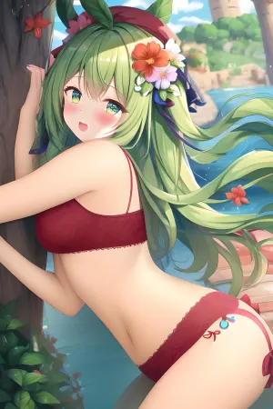 Plant girl, with a flower in place of her head, belly