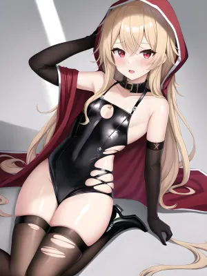 L'IA a généré une illustration pornographique d'une belle fille aux cheveux longs, à la cape rouge et à une seule robe. Elle avait des coups sur les yeux et tenait une cape rouge déchirée et déchirée dans ses mains. Ses yeux étaient