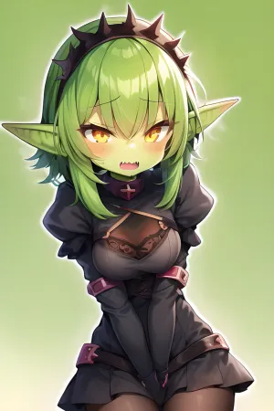 La tímida chica goblin con orejas puntiagudas y piel de color se sentó en su habitación, mirando la pantalla del ordenador. Acababa de descubrir una nueva imagen generada por AI de sí misma, y no podía creerlo - era en realidad una ilustración de ella