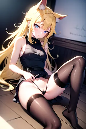 The girl wolf had been watching the boy for weeks, waiting for the perfect moment to strike. She knew he was a big fan of porn, so she made sure to wear her tightest stockings and a yellow haired wig that matched his favorite