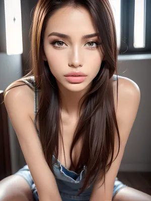 A highly detailed and super-realistic abstract beauty of a woman with an 18-year-old body is presented in a wallpaper with an 8K resolution and high expression of sex. The image was generated by Karn Griffiths and Vadim Kash