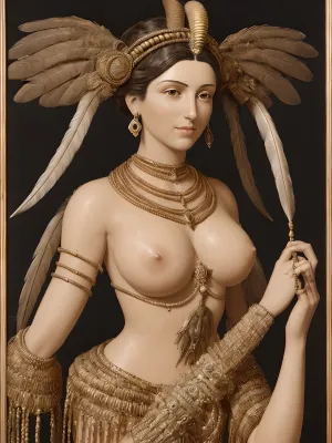 La donna nella foto è nuda, con il seno pieno e una zona pubica. Il suo corpo è simmetrico e ben proporzionato, ma non a una struttura poligonale - una caratteristica comune nella scultura di argilla mesopotamica da questo periodo di tempo