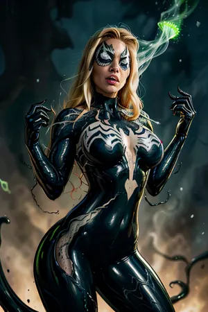 (Girl venom universe marvel:1.3), Masterpiece, professional, headshot, photograph, RAW image, photorealistic, Beautiful Woman, ((Adult)), long hair, holding a rose, volumetric lighting, particle lighting, desolation, sad_eyes, bloom, stars, (dawn and dusk, equinox, convergence), petals, (morning dew), (Orange Sunshine:.5), bright pupils, (perfect eyes:1.2), galaxy, particulate, gust of wind, colored green-light, light particles, maximum details, extremely hyper aesthetic, bioluminescence, (Venom, absorbing, sex), venom female, venom male, ((venom absorbing 1woman, solo), [venom having sex with 1woman], , , detailed thick oily black slime symbiote substance, detailed facial features, pale glossy skin, blonde hair, large breasts, voluptous, venom /, (marvel/), dripping), <lora:Venom:.5>, <lora:Venom_v2.0:.5>