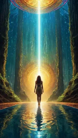 Imagine stepping into a realm where reality warps and shifts with every breath. Colors swirl and blend in an endless dance of hues, from the deepest blues to the brightest yellows, creating a kaleidoscope of sensations. Geometric patterns stretch and fold in on themselves, revealing hidden dimensions and alternate realities.

As you navigate this mesmerizing landscape, you encounter beings unlike anything you've ever seen before. They shimmer and morph, their forms fluid and ever-changing. Some communicate with you through telepathic whispers, imparting ancient wisdom and insights into the nature of existence.

The air is charged with energy, pulsating and vibrating with each step you take. Time loses all meaning as you journey deeper into the realm, exploring its mysteries and confronting your innermost fears and desires.

In this DMT realm, you are both the creator and the explorer, navigating the boundless depths of consciousness and unlocking the secrets of the universe with every moment. It is a place of infinite possibility, where the boundaries between reality and imagination blur into nothingness., (((Super realistic, masterpiece, light rays, lightgeo, high definition, sacred geometry, surreal futurism, 4k, 8k)), super detail, details, high resolution, portrait, professional, 8K wallpaper, breathtaking full-length view, fine details, clear image, masterpiece, real high resolution photography, ((realistic, detailed)), textured, realistic, detailed, Ultra details, (masterpiece), super realistic, perfect lighting, (best shadow), 8K, UHD, (better lighting)), alex