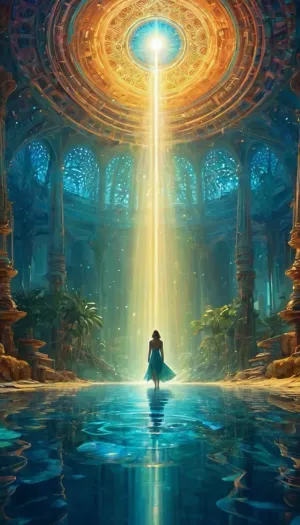 Imagine stepping into a realm where reality warps and shifts with every breath. Colors swirl and blend in an endless dance of hues, from the deepest blues to the brightest yellows, creating a kaleidoscope of sensations. Geometric patterns stretch and fold in on themselves, revealing hidden dimensions and alternate realities.

As you navigate this mesmerizing landscape, you encounter beings unlike anything you've ever seen before. They shimmer and morph, their forms fluid and ever-changing. Some communicate with you through telepathic whispers, imparting ancient wisdom and insights into the nature of existence.

The air is charged with energy, pulsating and vibrating with each step you take. Time loses all meaning as you journey deeper into the realm, exploring its mysteries and confronting your innermost fears and desires.

In this DMT realm, you are both the creator and the explorer, navigating the boundless depths of consciousness and unlocking the secrets of the universe with every moment. It is a place of infinite possibility, where the boundaries between reality and imagination blur into nothingness., (((Super realistic, masterpiece, light rays, lightgeo, high definition, sacred geometry, surreal futurism, 4k, 8k)), super detail, details, high resolution, portrait, professional, 8K wallpaper, breathtaking full-length view, fine details, clear image, masterpiece, real high resolution photography, ((realistic, detailed)), textured, realistic, detailed, Ultra details, (masterpiece), super realistic, perfect lighting, (best shadow), 8K, UHD, (better lighting)), alex