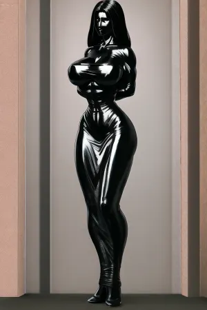 Le corps de la femme était recouvert de latex noir, faisant d'elle un chef-d'œuvre momifié. Ses bras étaient serrés autour de son corps, et sa tête était momifiée dans du ruban adhésif noir. C'était une œuvre d'art que